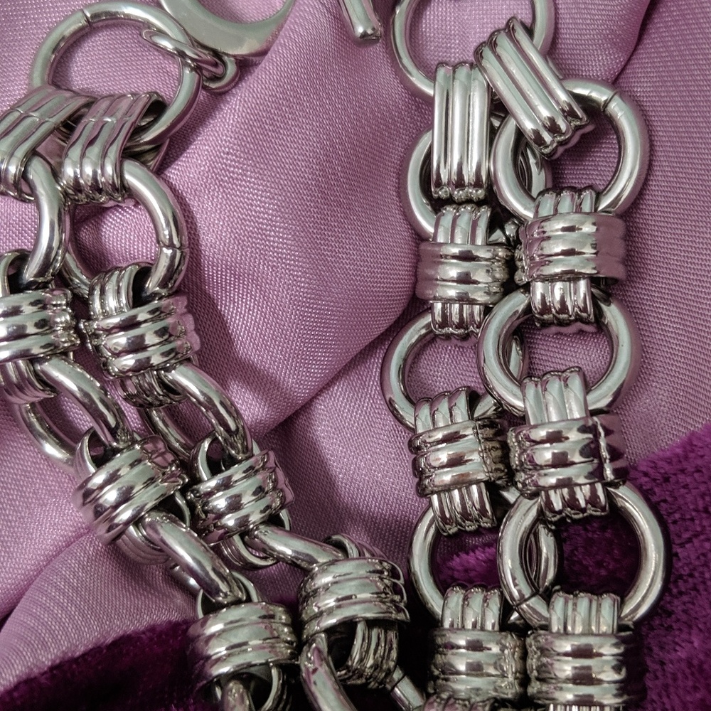 Silver double chain large link bracelet Chicos